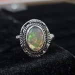 Ethiopian Opal Cut Gemstone 925 Sterling Silver Ring (RS32-90)