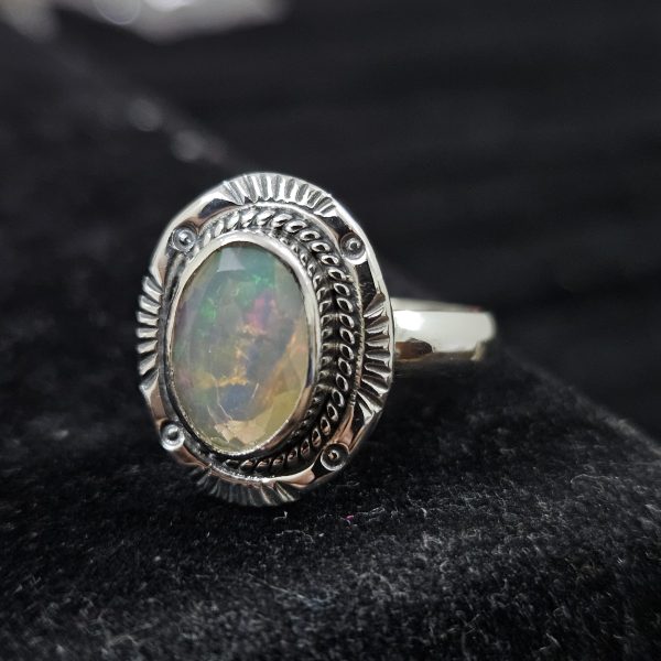 Ethiopian Opal Cut Gemstone 925 Sterling Silver Ring (RS32-90) - Image 2