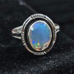 Ethiopian Opal Cut Gemstone 925 Sterling Silver Ring (RS32-87)