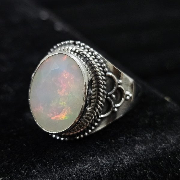 Ethiopian Opal Cut Gemstone 925 Sterling Silver Ring (RS32-86) - Image 2