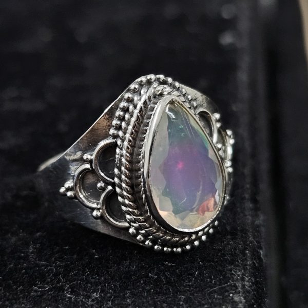 Ethiopian Opal Cut Gemstone 925 Sterling Silver Ring (RS32-98) - Image 2
