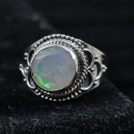 Ethiopian Opal Cut Gemstone 925 Sterling Silver Ring (RS32-93)