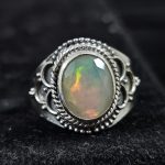 Ethiopian Opal Cut Gemstone 925 Sterling Silver Ring (RS32-85)