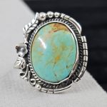 Southwest Kingman Turquoise Size US 9 925 Sterling Silver Ring (RS105-394)
