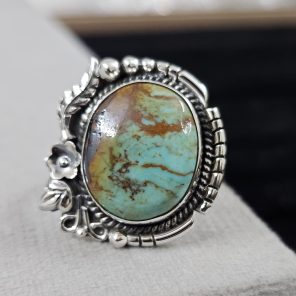 Southwest Kingman Turquoise Size US 8 925 Sterling Silver Ring (RS105-392)