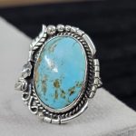 Southwest Kingman Turquoise Size US 9 925 Sterling Silver Ring (RS105-395)
