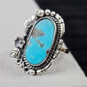 Southwest Kingman Turquoise Size US 6 925 Sterling Silver Ring (RS105-381)
