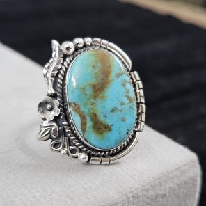 Southwest Kingman Turquoise Size US 10 925 Sterling Silver Ring (RS105-402)