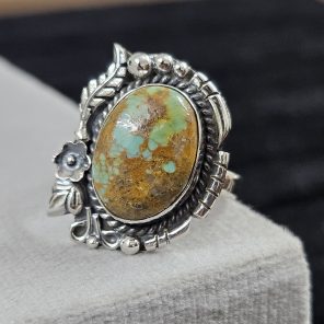 Southwest Kingman Turquoise Size US 7 925 Sterling Silver Ring (RS105-386)