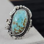Southwest Kingman Turquoise Size US 8 925 Sterling Silver Ring (RS105-389)