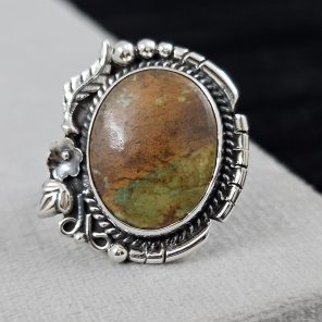 Southwest Kingman Turquoise Size US 7 925 Sterling Silver Ring (RS105-387)