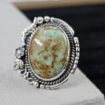 Southwest Kingman Turquoise Size US 8 925 Sterling Silver Ring (RS105-390)