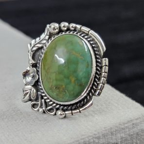 Southwest Kingman Turquoise Size US 8 925 Sterling Silver Ring (RS105-393)