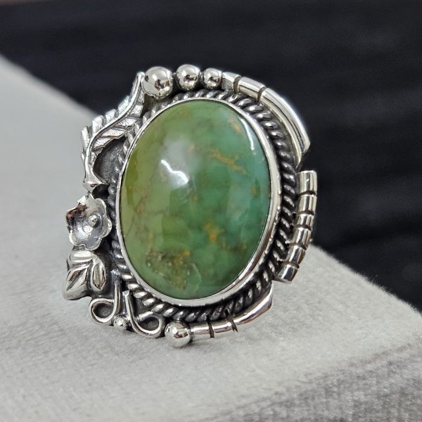 Southwest Kingman Turquoise Size US 8 925 Sterling Silver Ring (RS105-393)