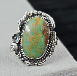Southwest Kingman Turquoise Size US 7 925 Sterling Silver Ring (RS105-385)