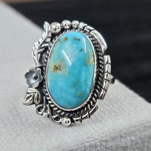 Southwest Kingman Turquoise Size US 7 925 Sterling Silver Ring (RS105-384)