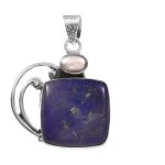 Lapis Lazuli & Pearl 1.5" 925 Silver Pendant (RS9-212)