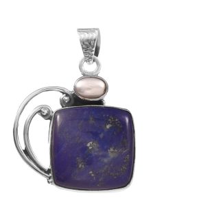 Lapis Lazuli & Pearl 1.5" 925 Silver Pendant (RS9-212)