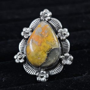 Southwest Bumble Bee Jasper Size US 7 925 Sterling Silver Ring (RS105-409)