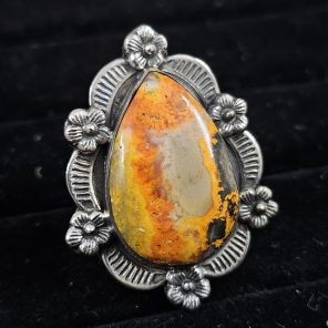 Southwest Bumble Bee Jasper Size US 8 925 Sterling Silver Ring (RS105-411)