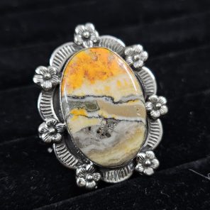 Southwest Bumble Bee Jasper Size US 8 925 Sterling Silver Ring (RS105-410)