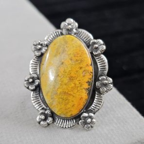 Southwest Bumble Bee Jasper Size US 8 925 Sterling Silver Ring (RS105-412)