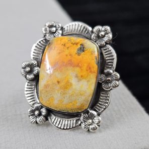 Southwest Bumble Bee Jasper Size US 8 925 Sterling Silver Ring (RS105-413)