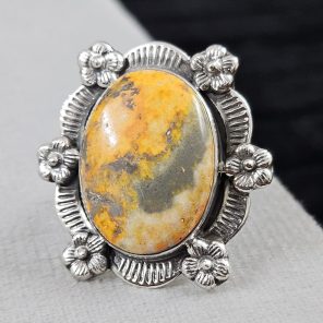 Southwest Bumble Bee Jasper Size US 8 925 Sterling Silver Ring (RS105-414)