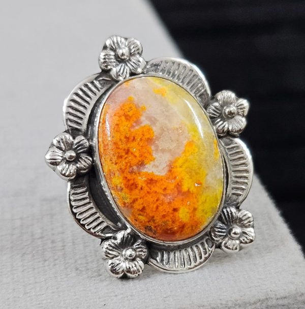 Southwest Bumble Bee Jasper Size US 8 925 Sterling Silver Ring (RS105-415)