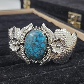 Arizona Turquoise Southwest Style 925 Sterling Silver Cuff Bangle (RSB2-159)