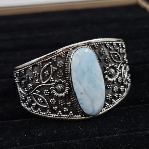 Larimar Southwest Style 925 Sterling Silver Cuff Bangle (RSB2-158)