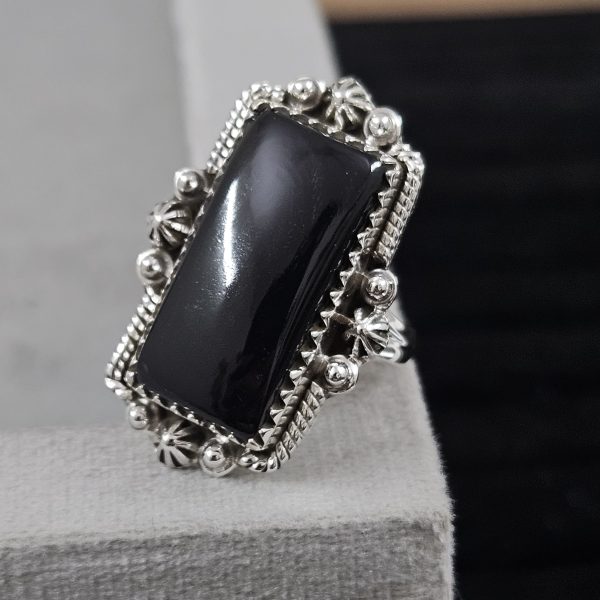 Black Onyx Southwest Style 925 Silver Ring (REXT2-2) - Image 3