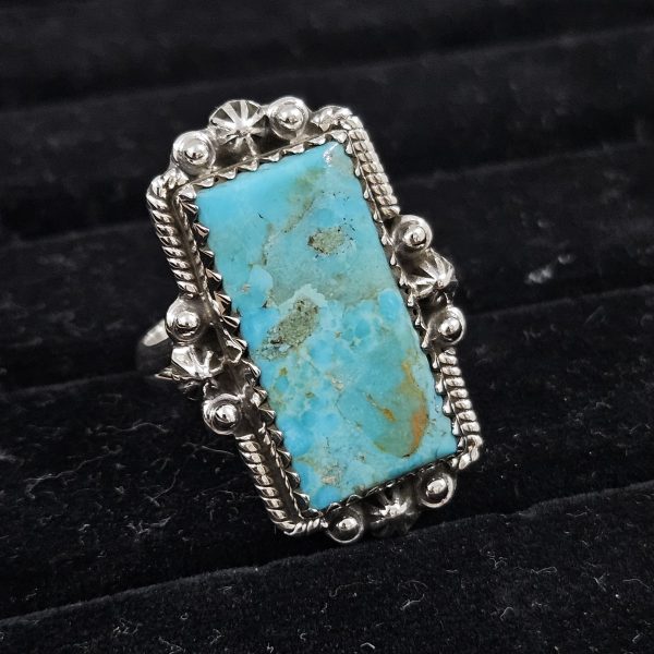 Mohave Turquoise Southwest Style 925 Silver Ring (REXT2-3) - Image 3