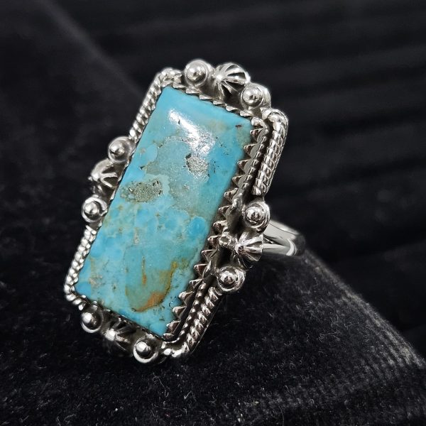 Mohave Turquoise Southwest Style 925 Silver Ring (REXT2-3) - Image 4