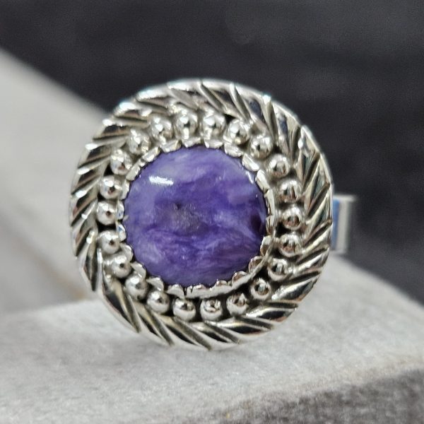 Charoite Dainty 925 Sterling Silver Ring (RS27-26)
