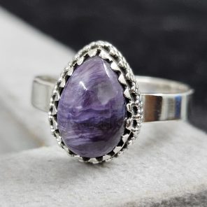 Charoite Dainty 925 Sterling Silver Ring (RS27-28)
