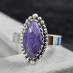 Charoite Dainty 925 Sterling Silver Ring (RS27-27)