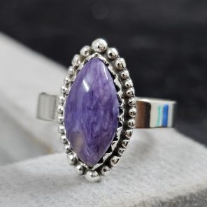 Charoite Dainty 925 Sterling Silver Ring (RS27-27)