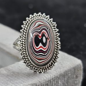 Fordite Size US 10 925 Sterling Silver Ring (REXT44-19)