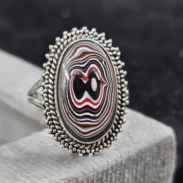 Fordite Size US 10 925 Sterling Silver Ring (REXT44-19)