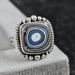Fordite Size US 7 925 Sterling Silver Ring (REXT44-13)