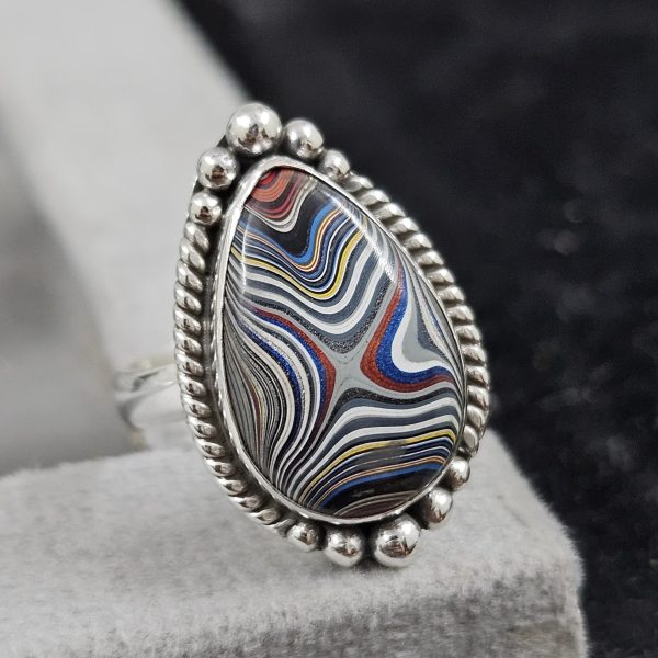 Fordite Size US 6 925 Sterling Silver Ring (REXT44-18)