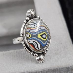 Fordite Size US 8 925 Sterling Silver Ring (REXT44-6)