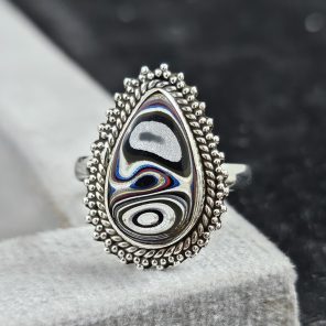 Fordite Size US 8 925 Sterling Silver Ring (REXT44-11)