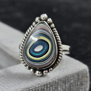 Fordite Size US 10 925 Sterling Silver Ring (REXT44-20)