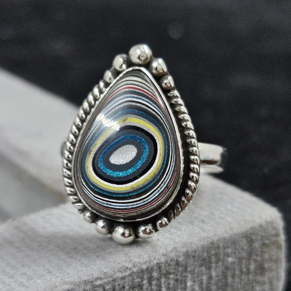 Fordite Size US 10 925 Sterling Silver Ring (REXT44-20)