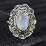 Rainbow Moonstone 925 Sterling Silver Ring (REXT10-9)