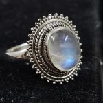 Rainbow Moonstone 925 Sterling Silver Ring (REXT10-8)