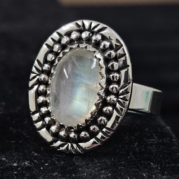 Rainbow Moonstone 925 Sterling Silver Ring (REXT10-4) - Image 2