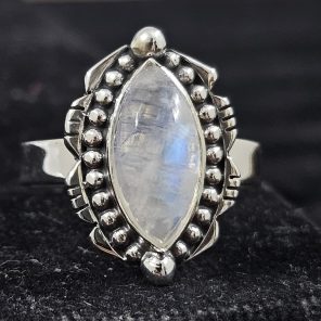 Rainbow Moonstone 925 Sterling Silver Ring (REXT10-3)
